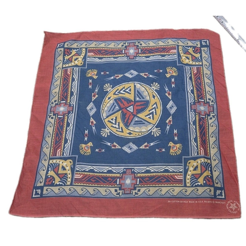 Vintage Wamcraft 21X20 Bandana Southwestern Native American Thunderbird RN 14193